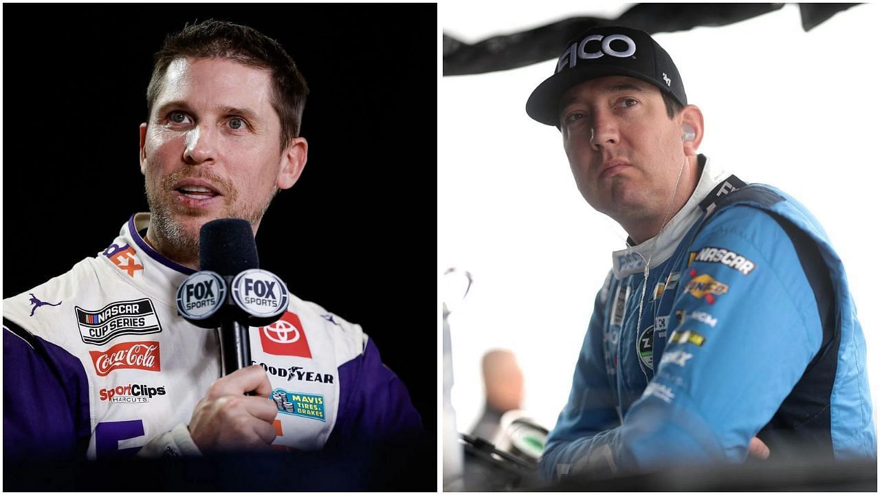 Denny Hamlin (L), Kyle Busch (R)