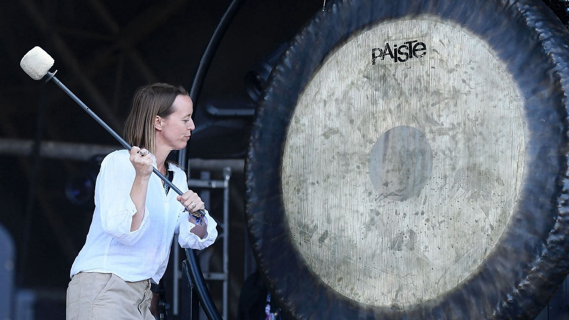 Emily Eavis onstage during day three of Glastonbury Festival 2024 at Worthy Farm, Pilton on June 28, 2024, in Glastonbury, England. (Photo by Joe Maher/Getty Images)