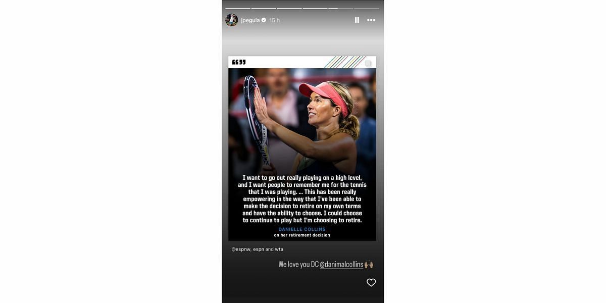 @jpegula on her Instagram story