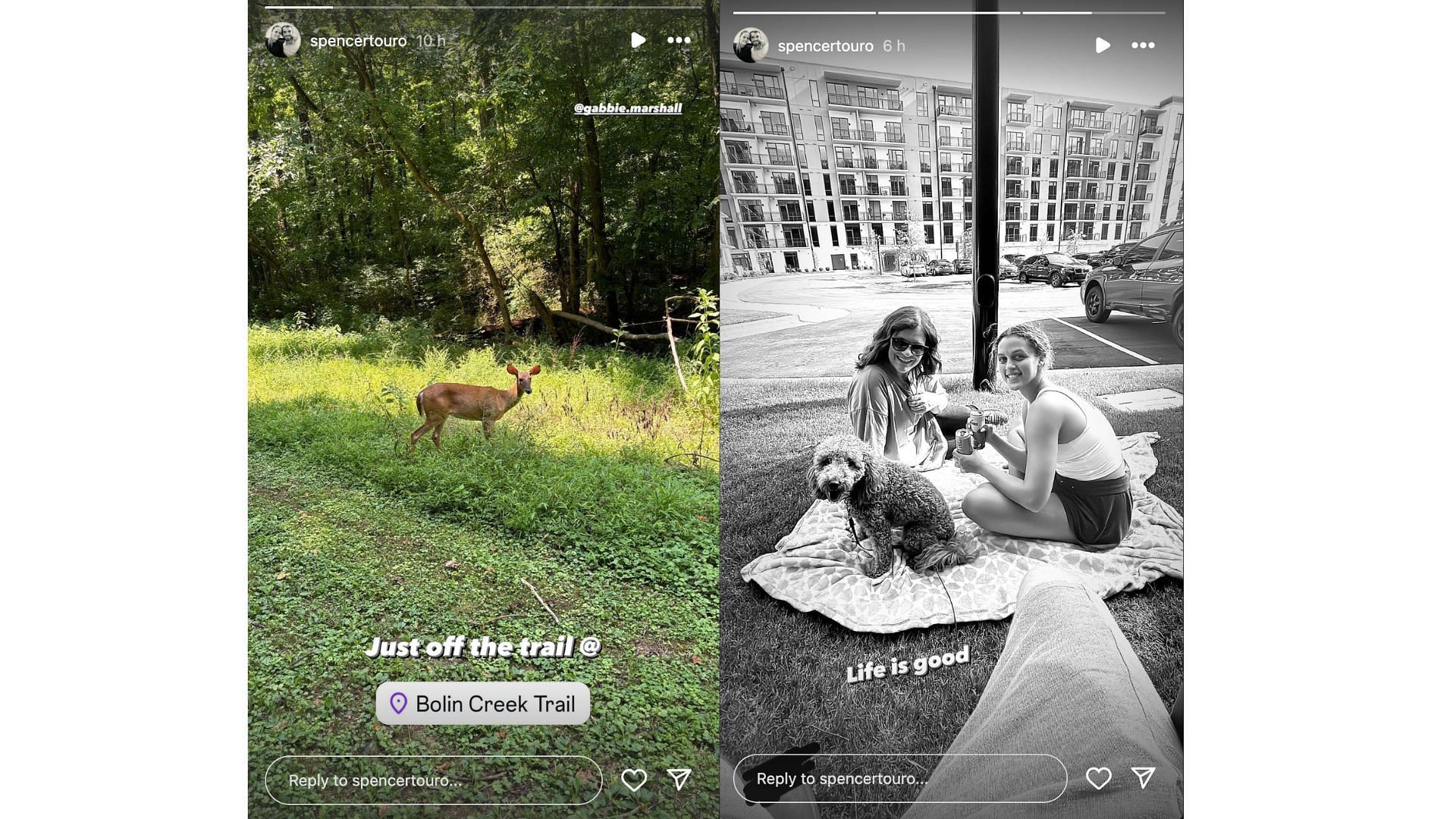 Instagram Story screenshots (Credits: @spencertouro)