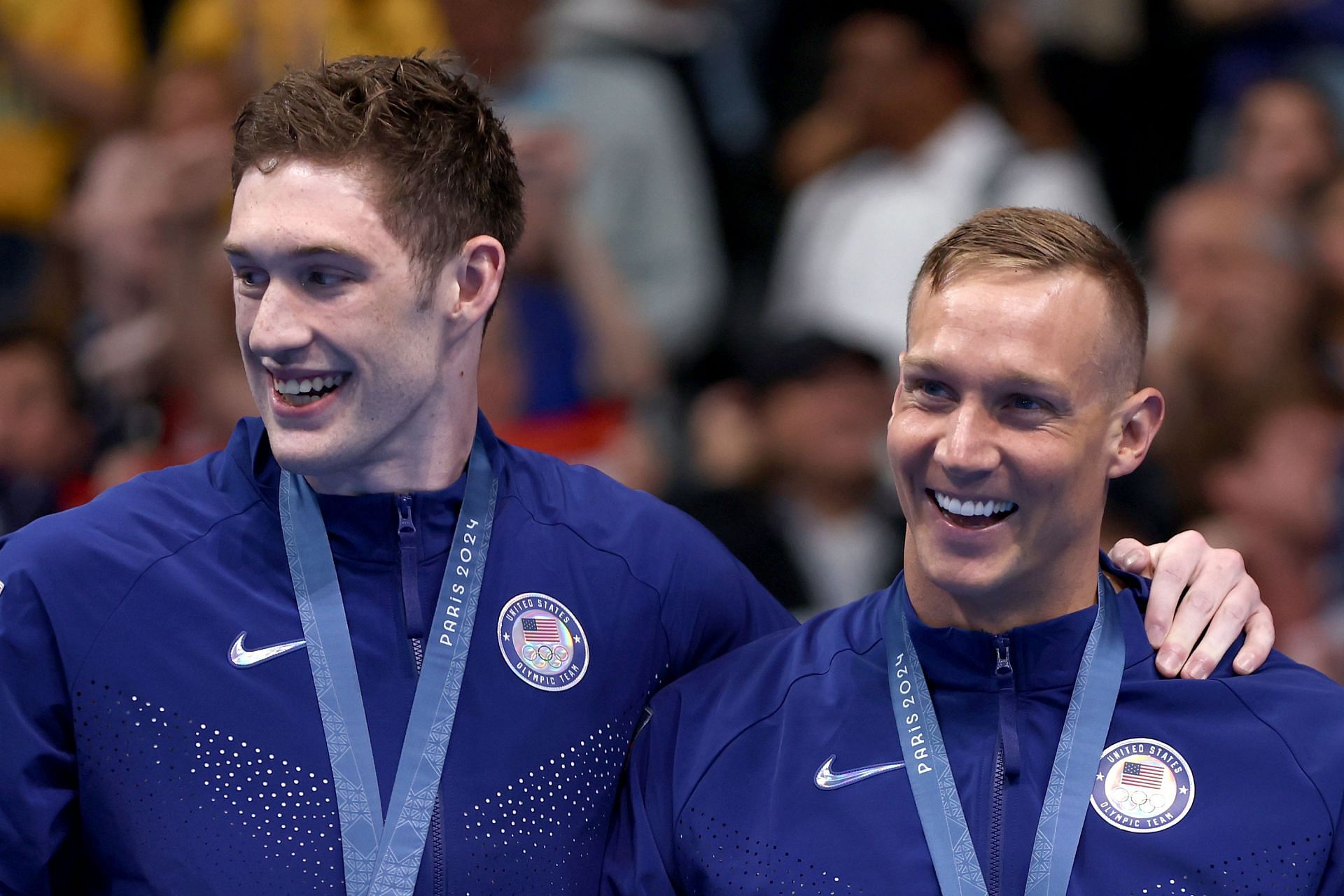 Hunter Armstrong and Caeleb Dressel at the 2024 Olympic Games. (Photo via Getty Images)