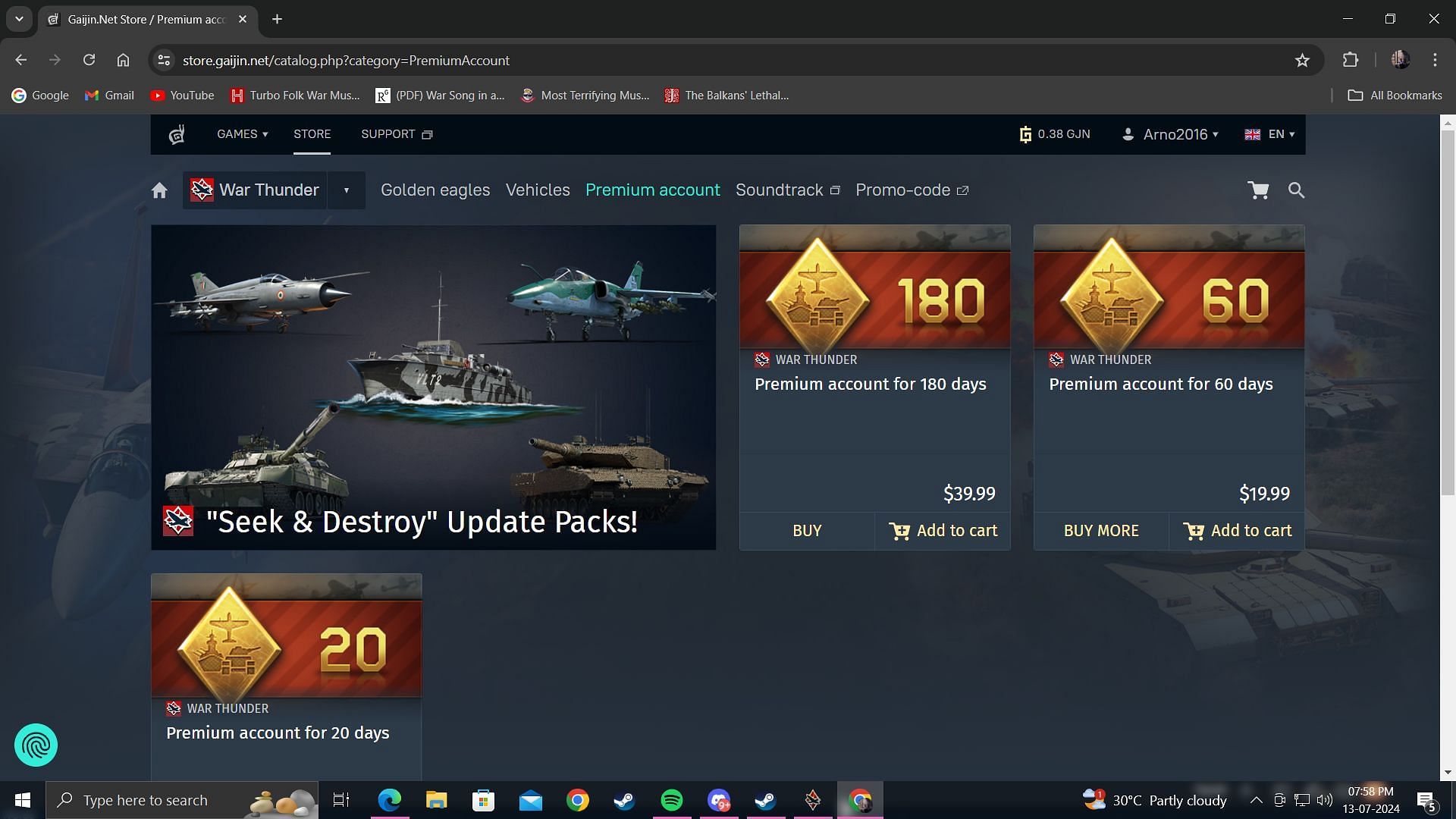 You can buy premium time and vehicles in War Thunder from the Gaijin Store (Image via Gaijin Entertainment)