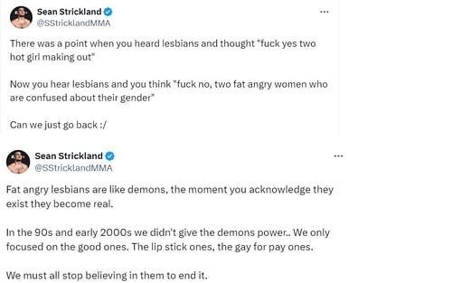 Screenshot of Sean Strickland's post on X