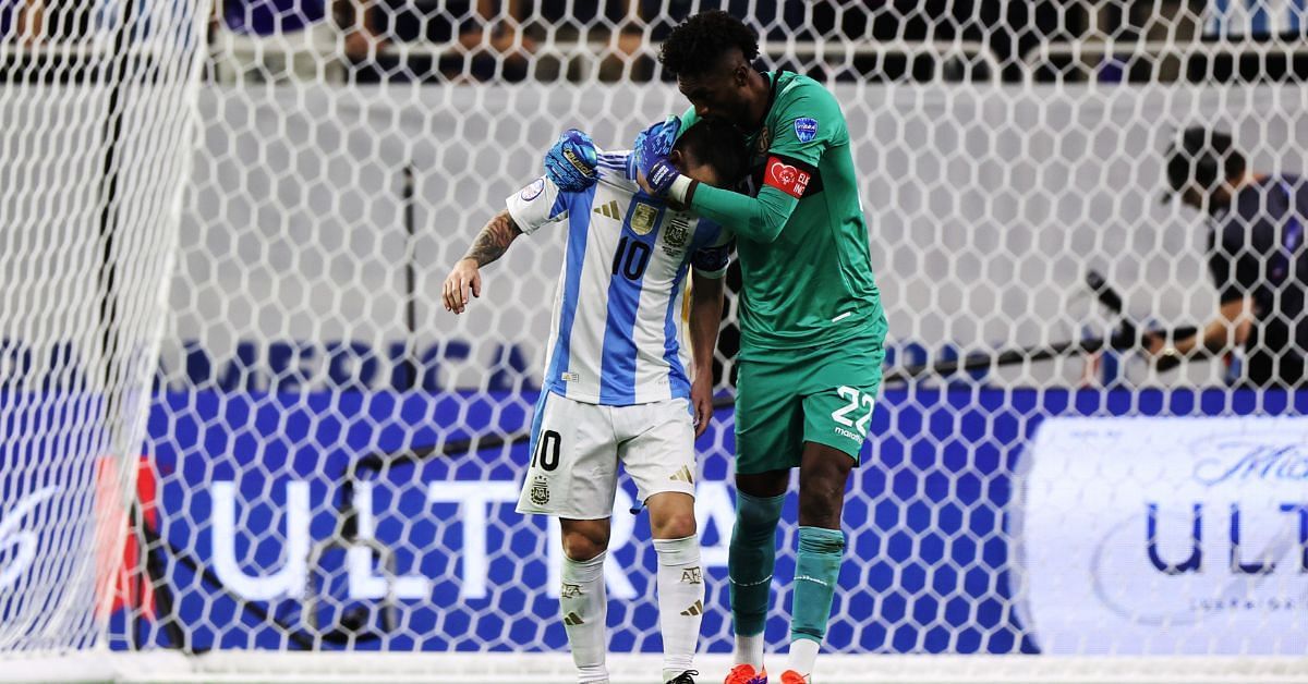 Lionel Messi and Alexander Dom&iacute;nguez (image via Getty)