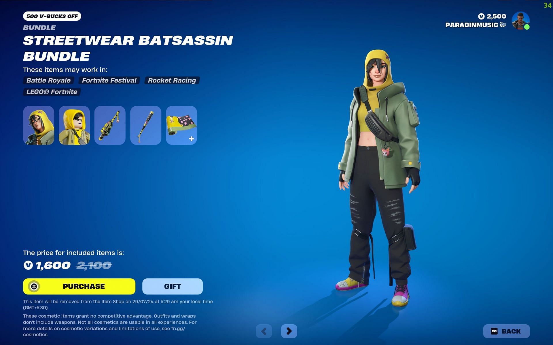 The Streetwear Batsassin bundle is available in the Item Shop (Image via Epic Games)