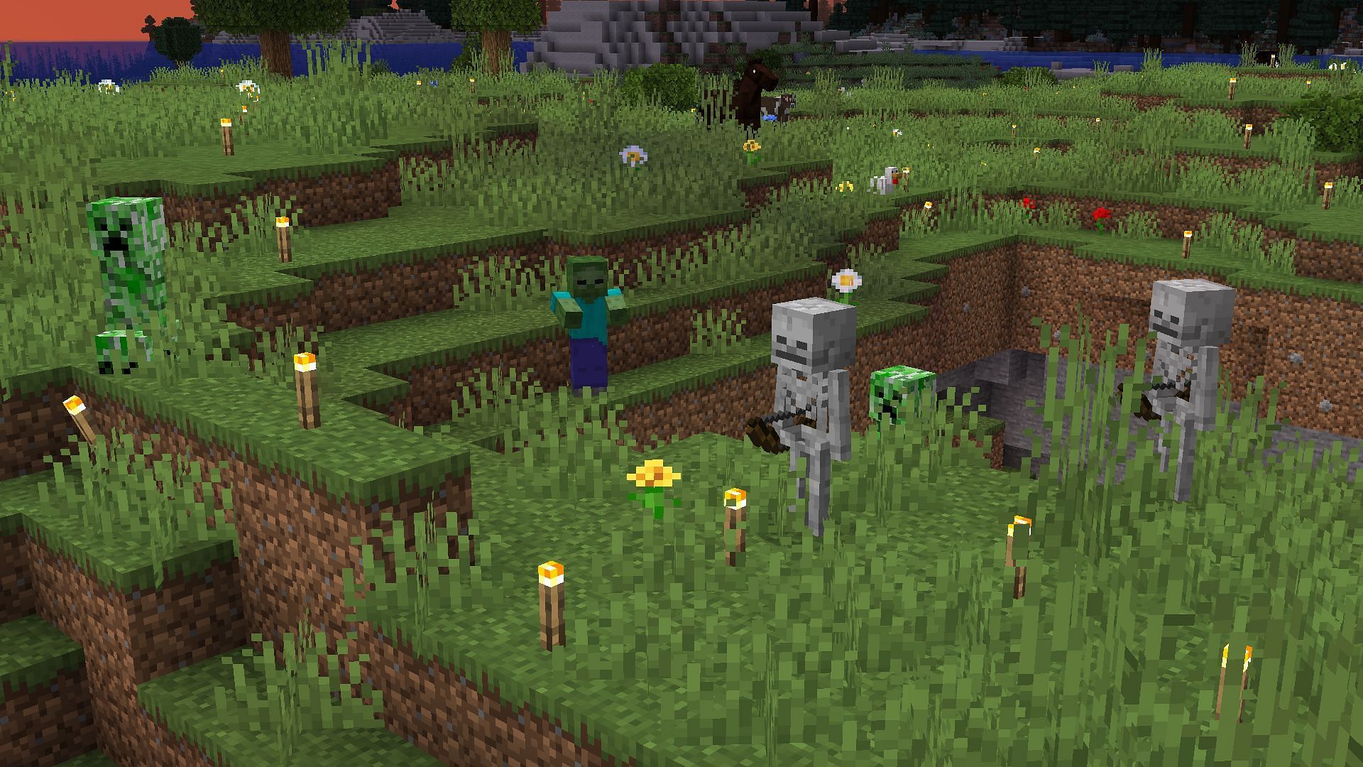 A group of 10 heart hostile mobs (Image via Mojang)