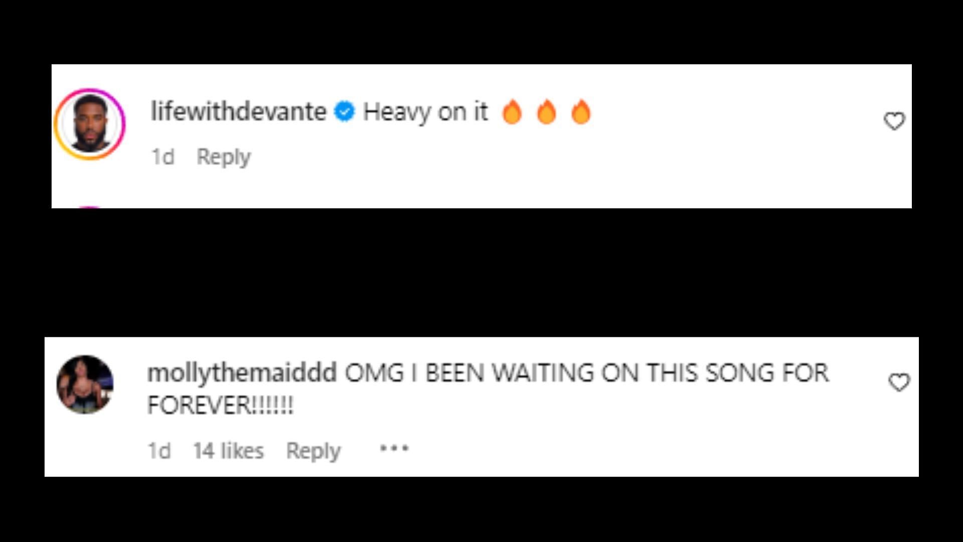 Fans post their reactions to the video (Image via Instagram/cashcobain_2x)