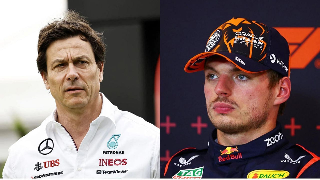 Toto Wolff looks on (L), Max Verstappen (R). Image Credit: All images are from Getty