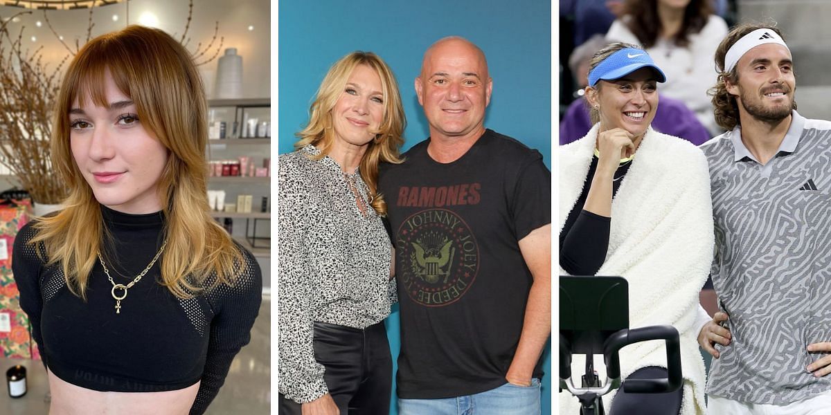 (Left to Right) Jaz Agassi, Andre Agassi, Steffi Graf, Paula Badosa, Stefanos Tsitsipas (Source: @jazagassi