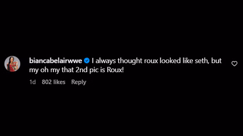 Screenshot of Bianca Belair's comment on Becky Lynch's Instagram post