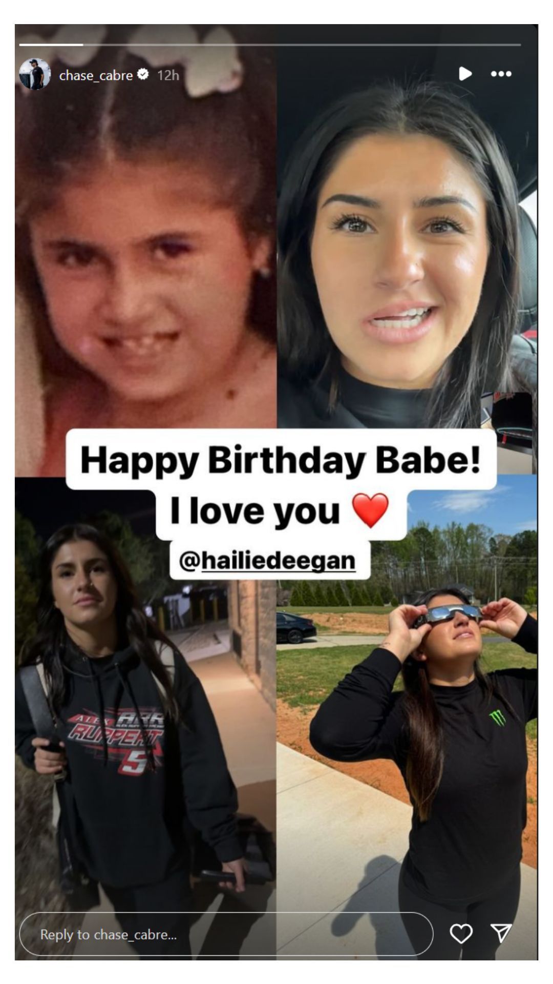 Chase Cabre Hailie Deegan Instagram Story