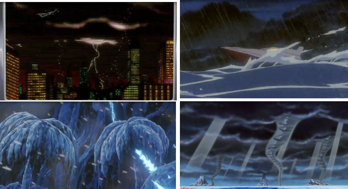 All the insane weather resulting from this anime arc (Image via OLM Inc)