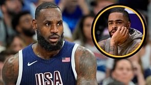 Watch: D'Angelo Russell spotted in new courtside look rooting for LeBron James & Team USA in Paris Olympics