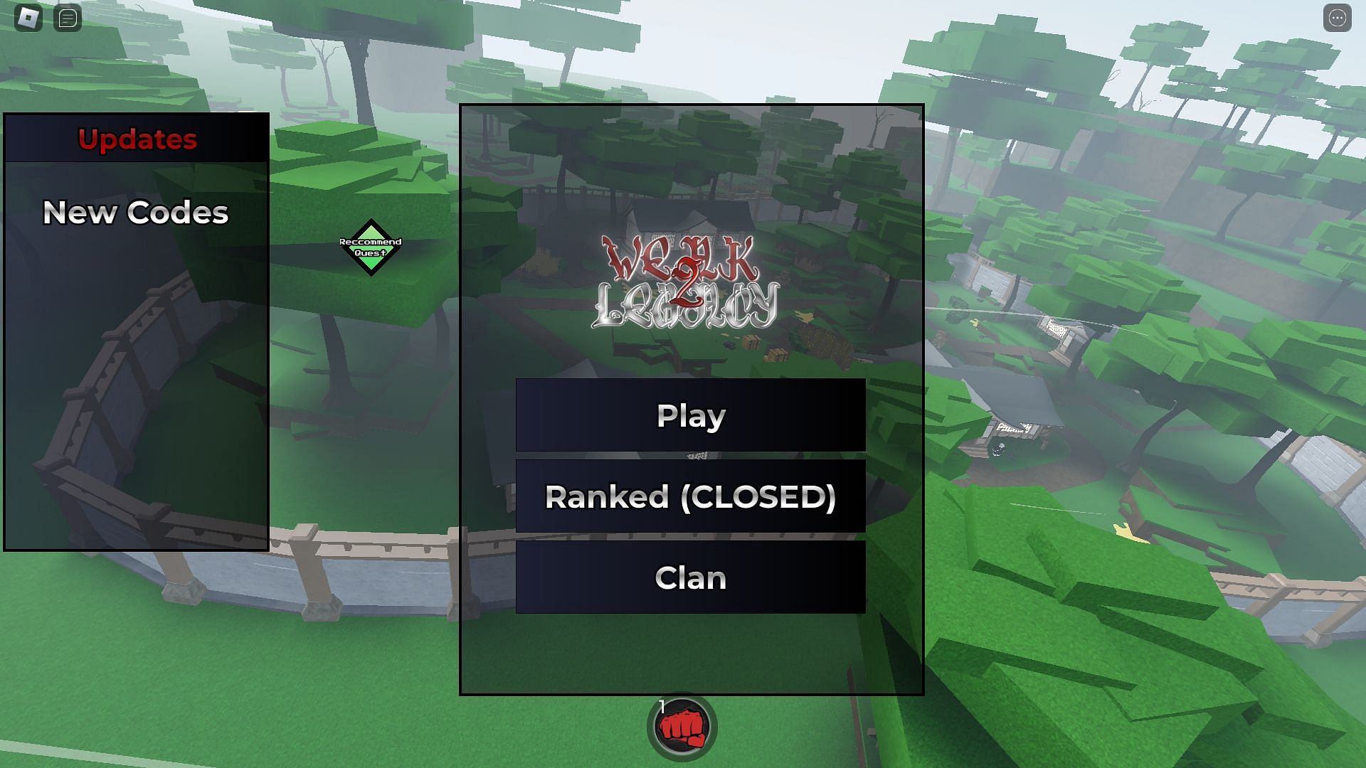 Clans option in the title screen (Image via Roblox)