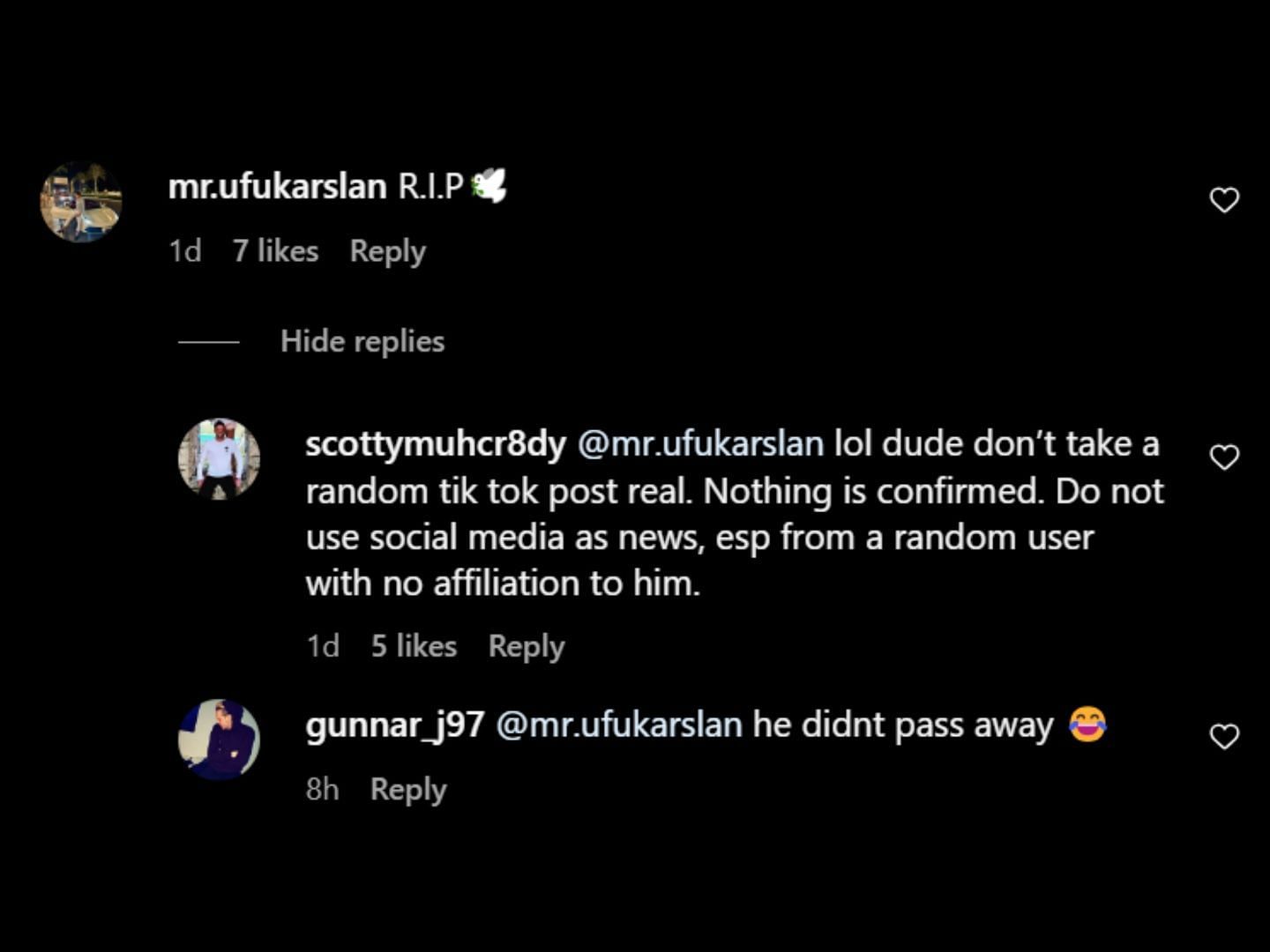 Fans wonder if the YouTuber is dead as R.I.P. comments surface on his Instagram post. (Image via Instagram/@bijouxmedusa)