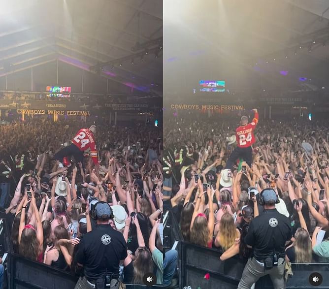 WATCH: Grammy winner Macklemore wows Calgary Stampede crowd while rocking a Flames jersey