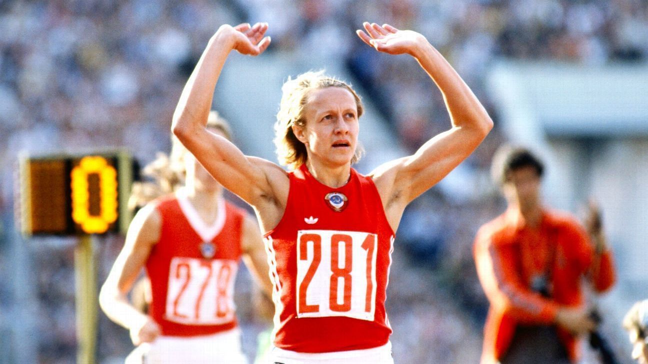 Nadiya [Nadezhda] Olizarenko, one of the members of the 4 x 800 m relay world record team from USSR