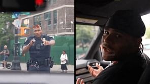 NYPD Police officer points a gun at Twitch streamer Fanum on livestream at the Dominican Day Parade