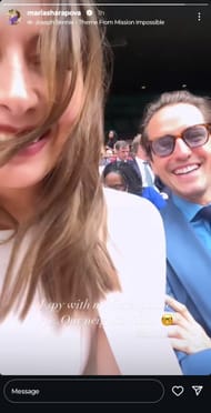 Sharapova along with her Fiance, Alexander Gilkes(Via Maria Sharapova's Instagram story)