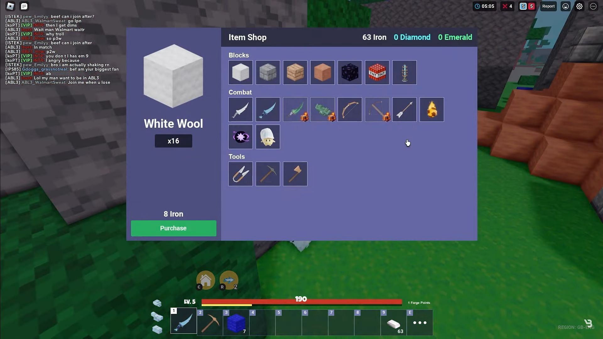 White Wool in the Item Shop (Image via Roblox || BeefPlayZz on YouTube)