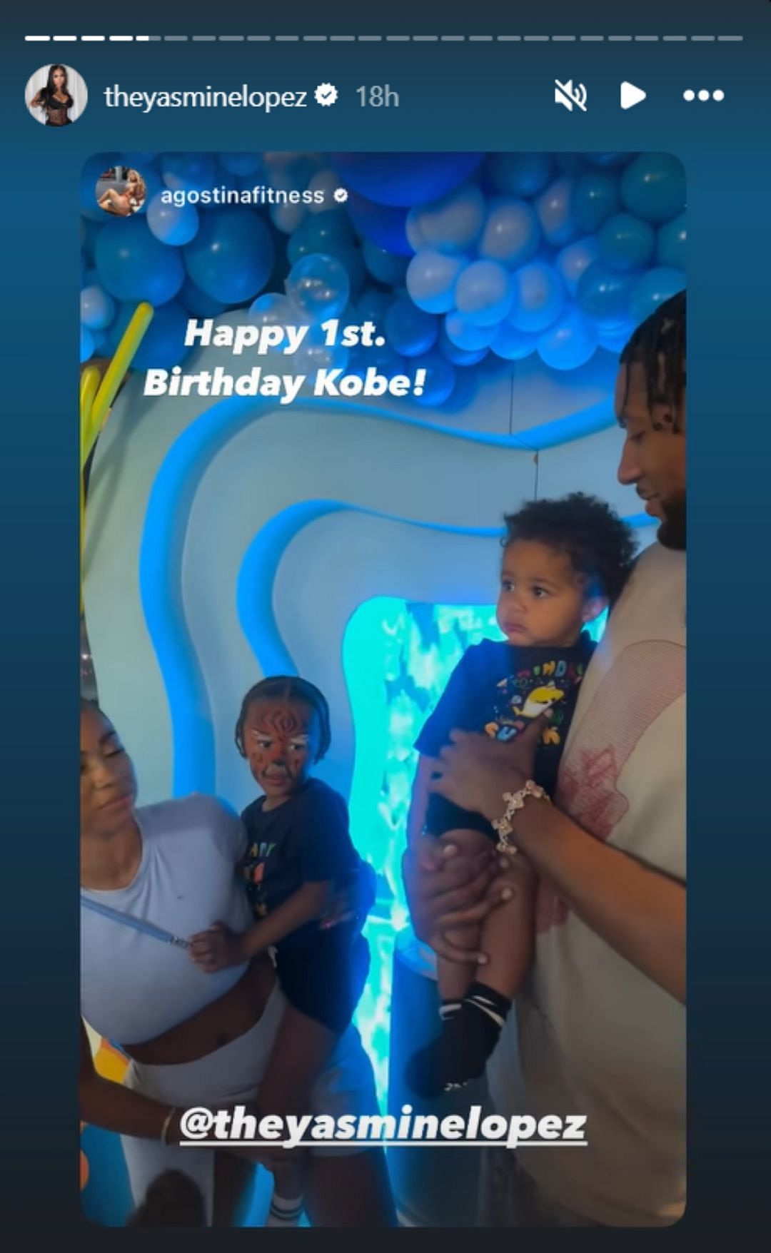 Wood and Lopez put their differences aside to celebrate their son's first birthday (Image: Yasmine's Instagram)