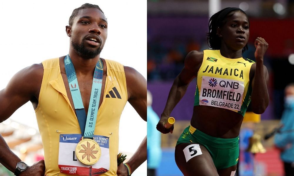 Noah Lyles and his Girlfriend Junelle Bromfield (Images via Getty)