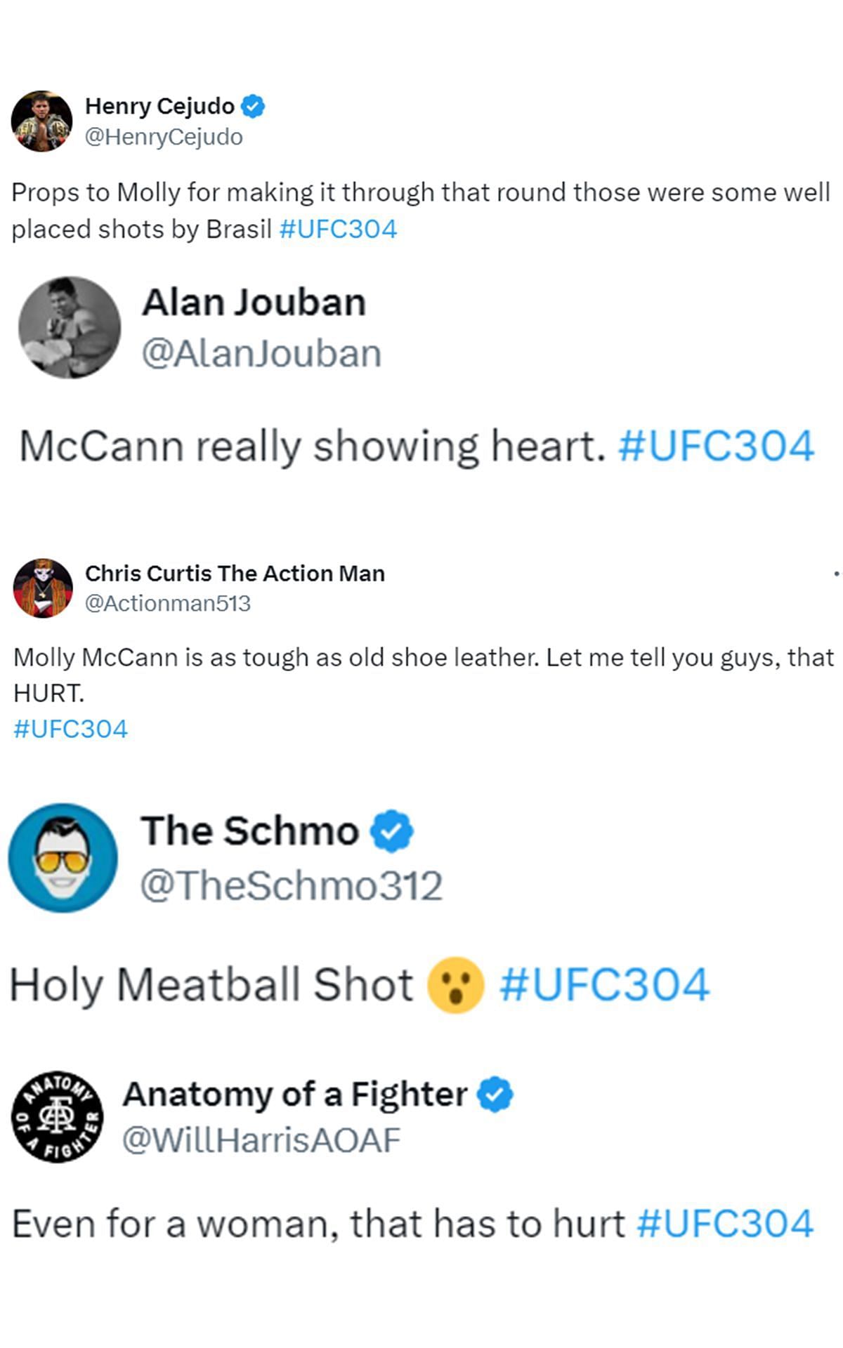 Fighter reactions to Molly McCann&#039;s loss