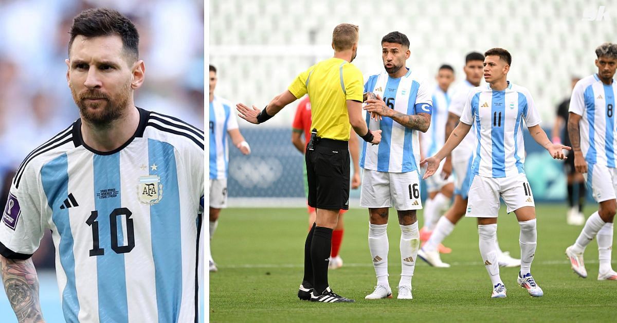 Lionel Messi reacts after Argentina