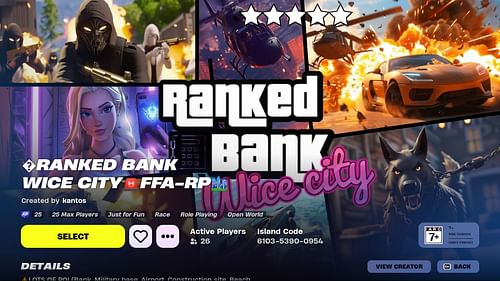 Navigating Fortnite Ranked Bank Wice City (Image via Epic Games)