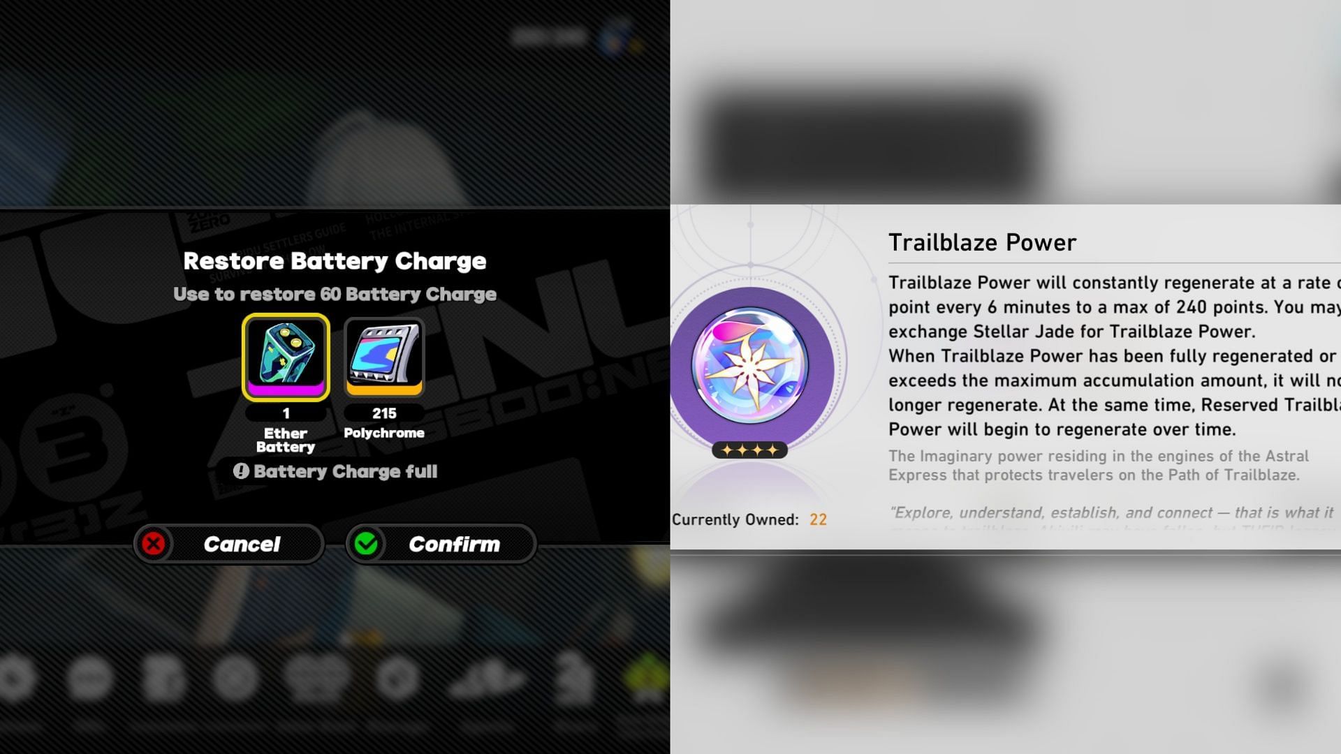 Battery Charge and Trailblazer Power (Image via HoYoverse)