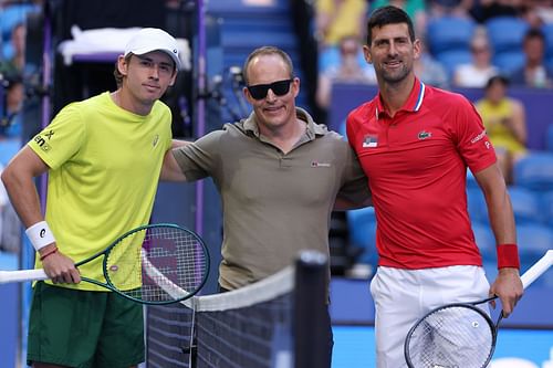 Alex de Minaur (L) and Novak Djokovic (R) pictured at the 2024 United Cup