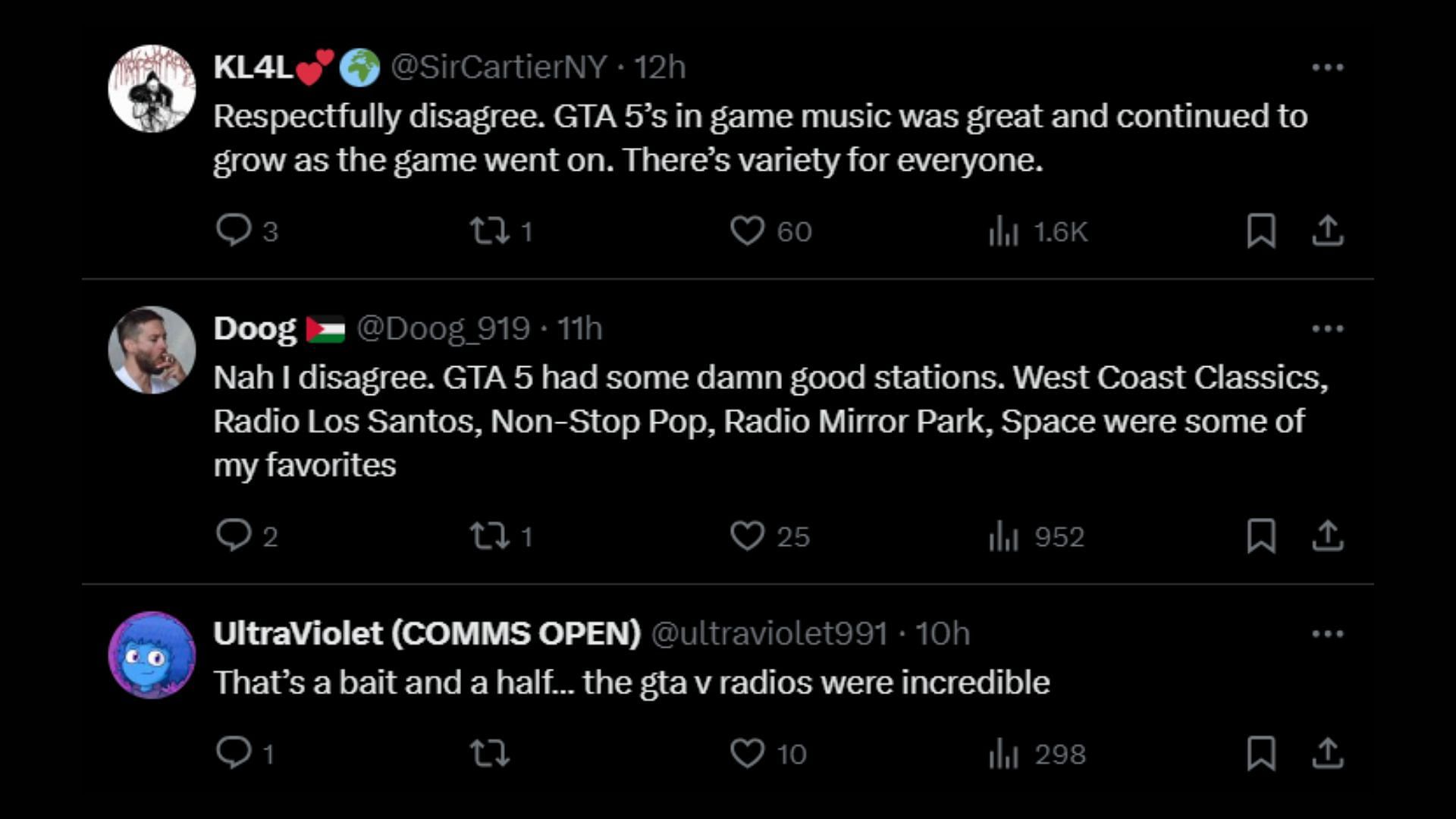 Fans advocating for Grand Theft Auto 5 radio stations (Images via X)