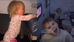 "Taking over the front end of the plane" – T.J. Oshie’s wife Lauren shares snaps of their kids running riot