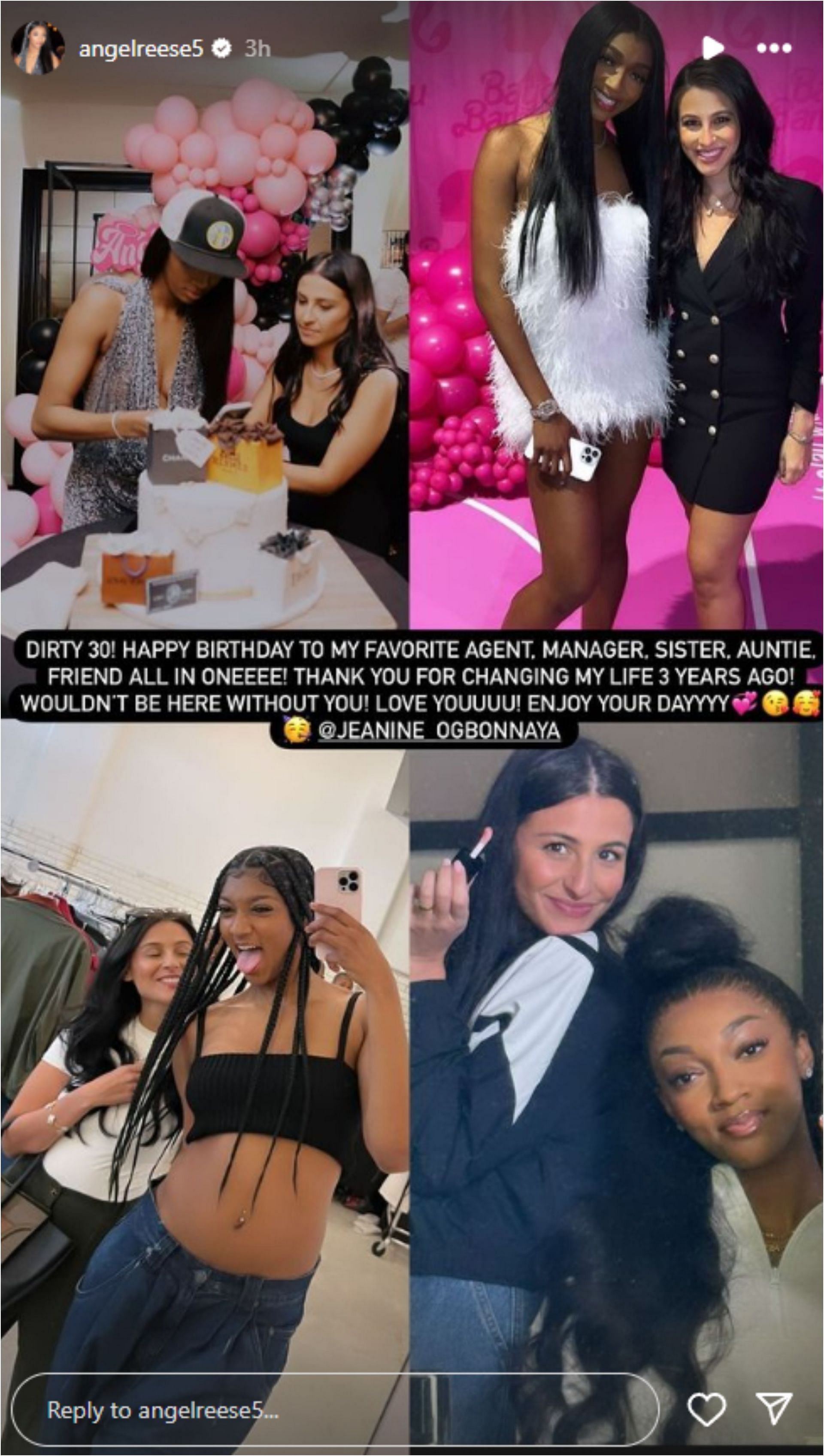 Angel Reese sent a touching message to her agent on her 30th birthday (Credit: IG/angelreese5)