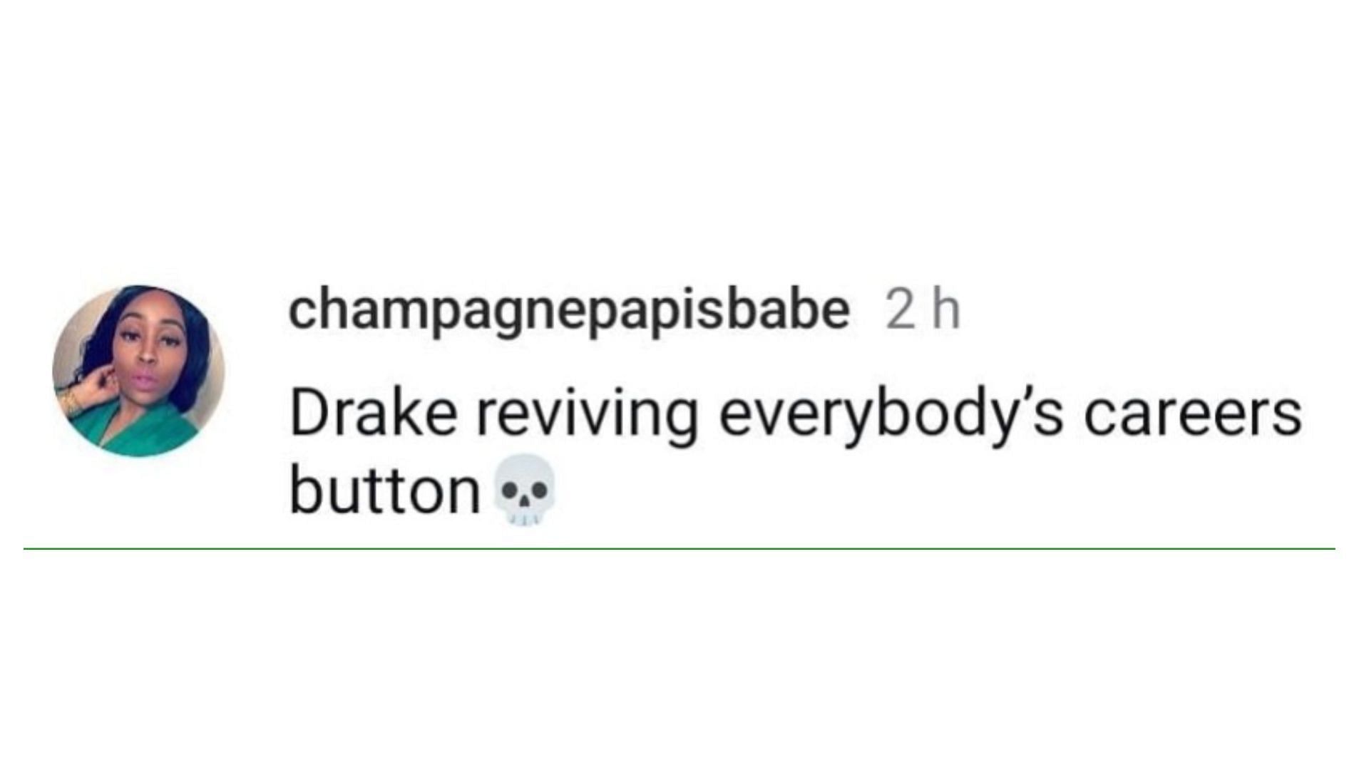A Drake fan claiming that the rapper is reviving people&#039;s careers in the wake of Taraji&#039;s &#039;Not Like Us&#039; parody. (Image via Instagram/ @champagnepapisbabe)