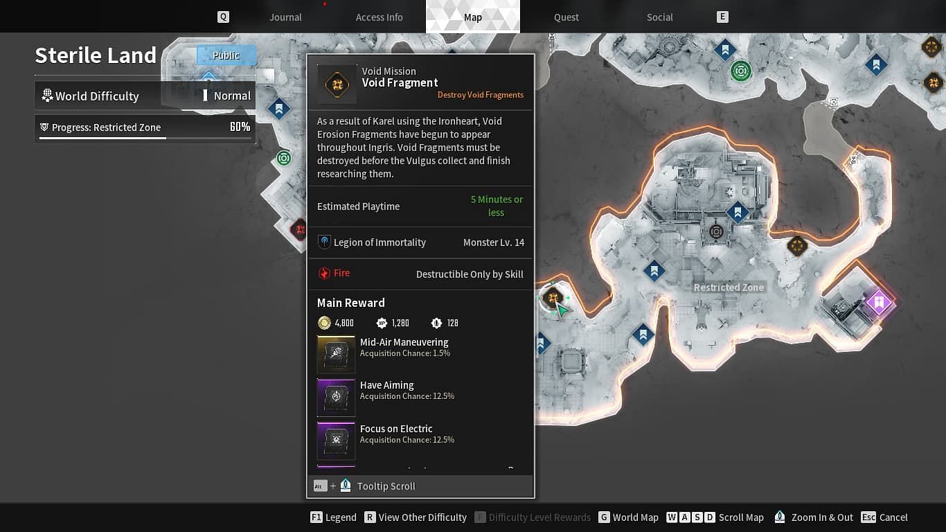 The attribute vulnerability of the Void Fragment can be seen on the map (Image via Nexon)