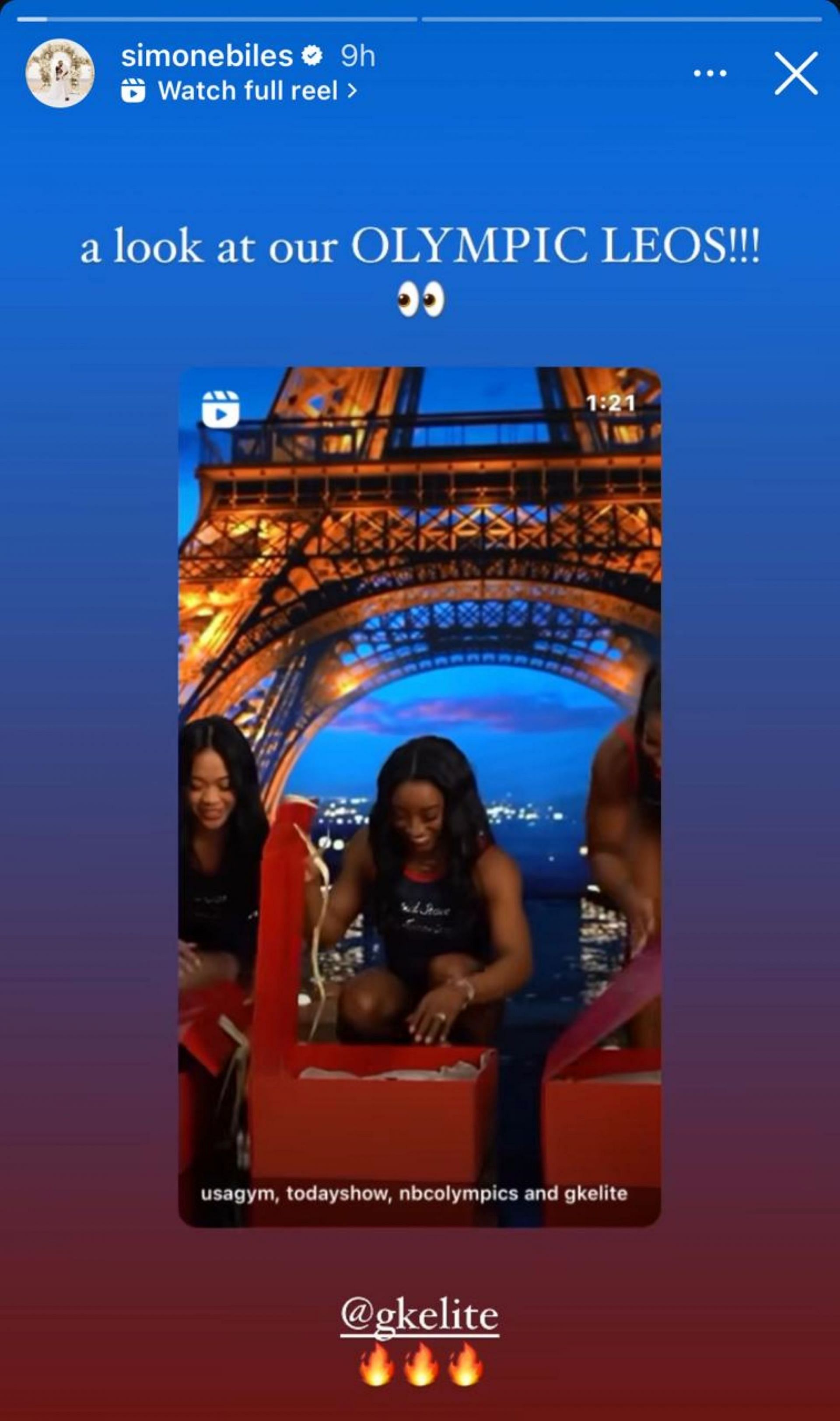 Simone Biles&#039; reaction; Instagram - @simonebiles