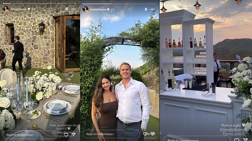 Christen Harper and Jared Goff celebrated Penei Sewell's wedding in Malibu. (Photos via IG)