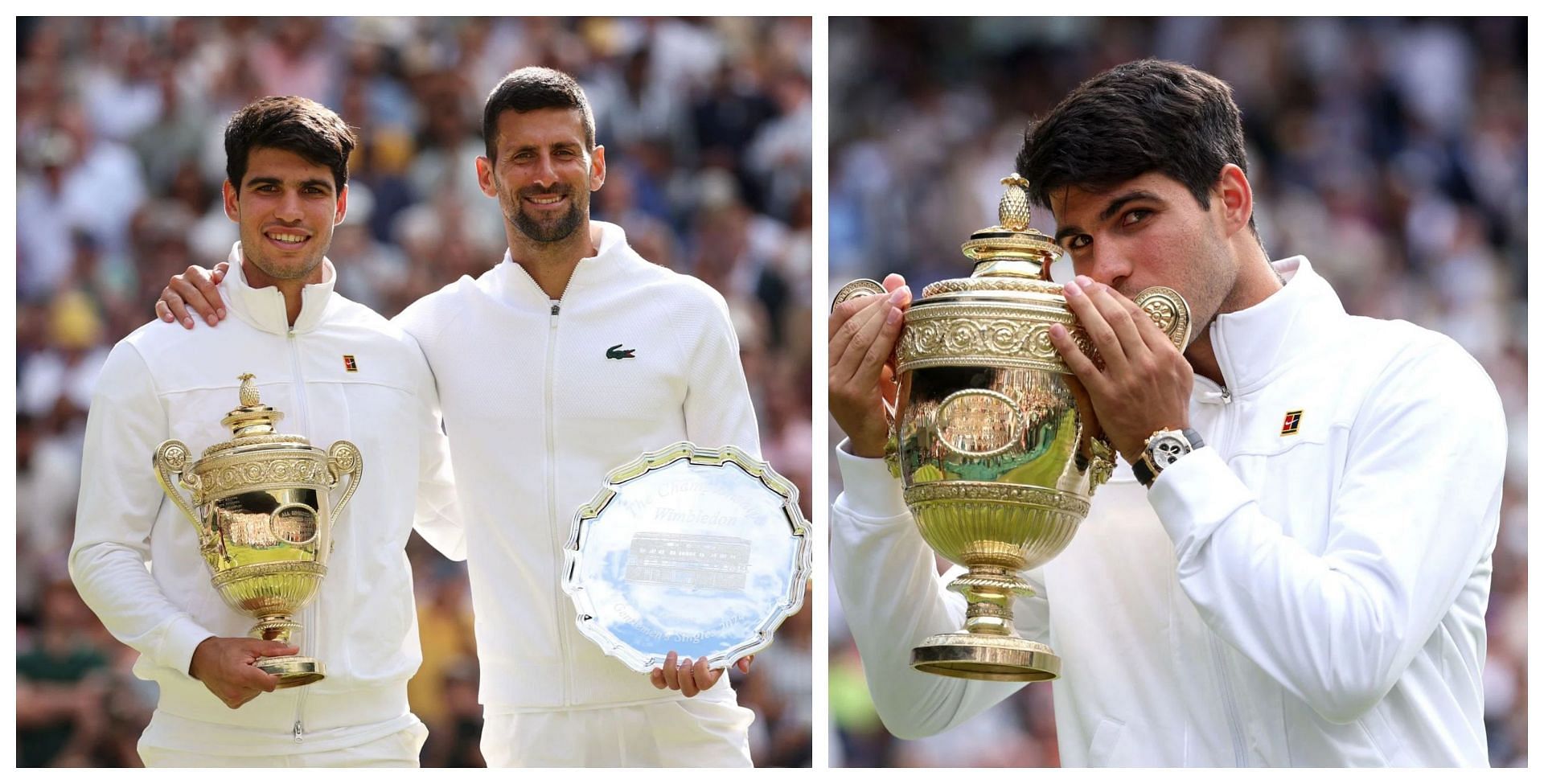 Novak Djokovic was all smiles in the presentation ceremony despite the devastating defeat