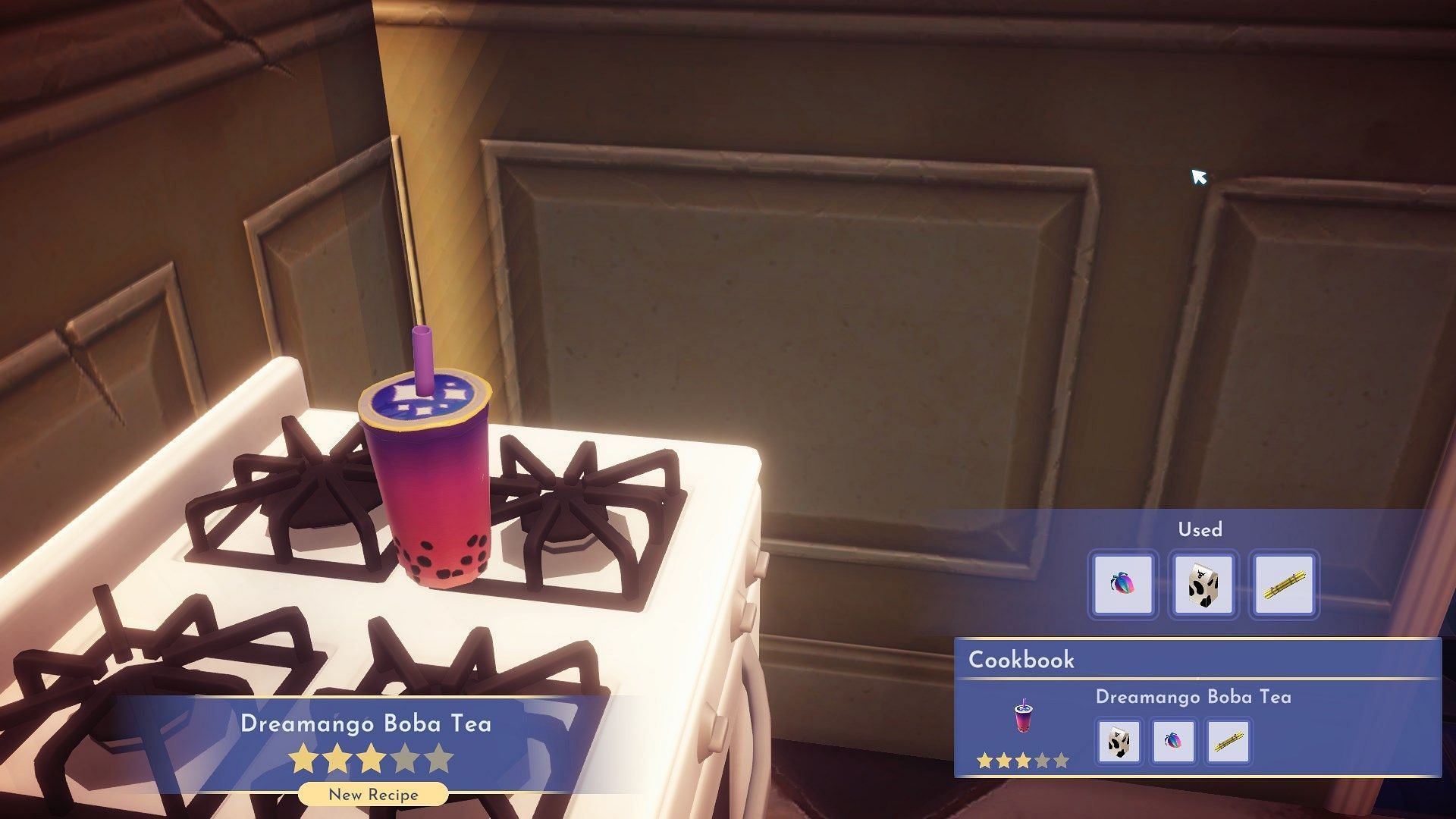 Making the Dreamango Boba Tea requires three items (Image via Gameloft)