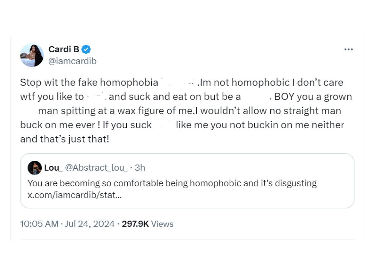 Please Me rapper lashes out at homophobic allegations (Image via X/@iamcardib)