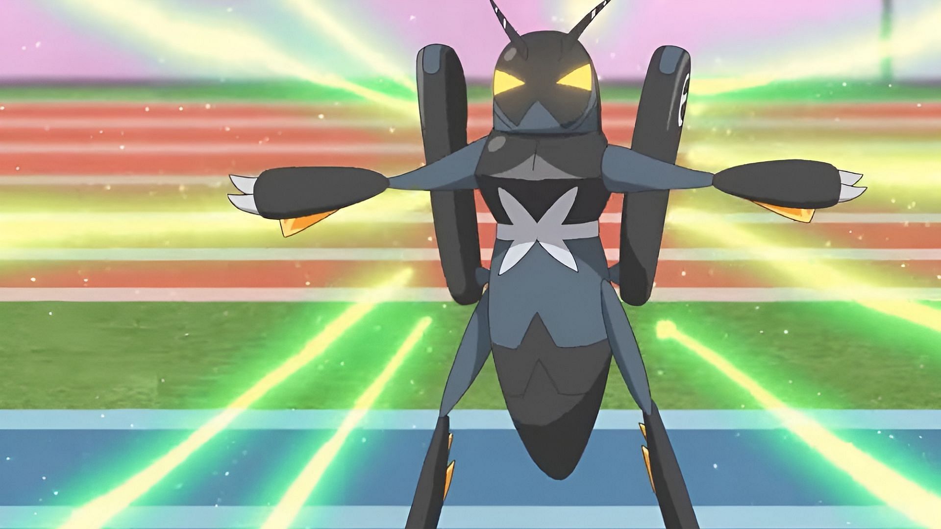 Lokix attacks Rika&#039;s team with Struggle Bug in Pokemon Horizons Episode 56. (Image via The Pokemon Company)