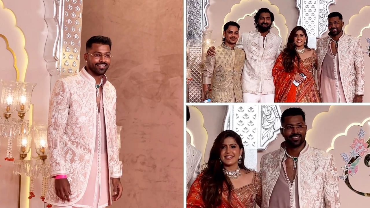 पांड्या फैमिली और ईशान किशन शादी में शिरकत करने पहुंचे (Photo Credit: Instagram/viralbhayani)