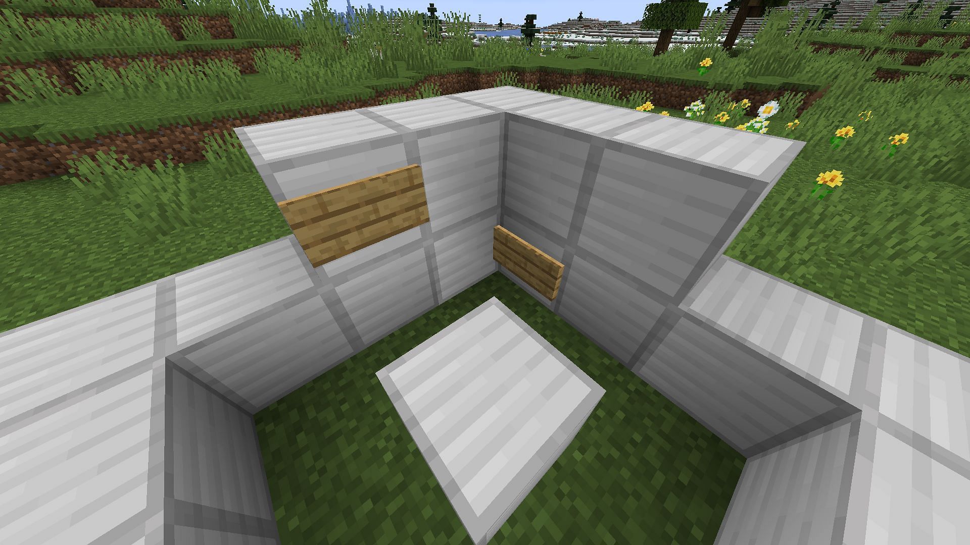 The sign placement for the corner of the AFK pool (Image via Mojang)