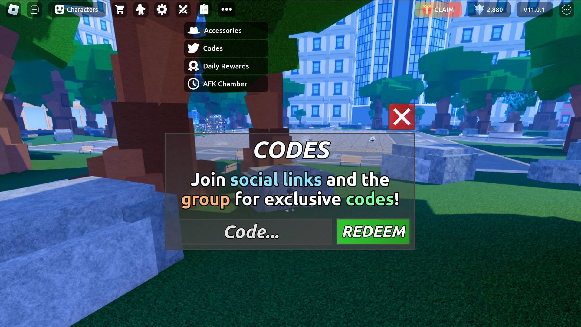 Redemption screen (Image via Roblox)