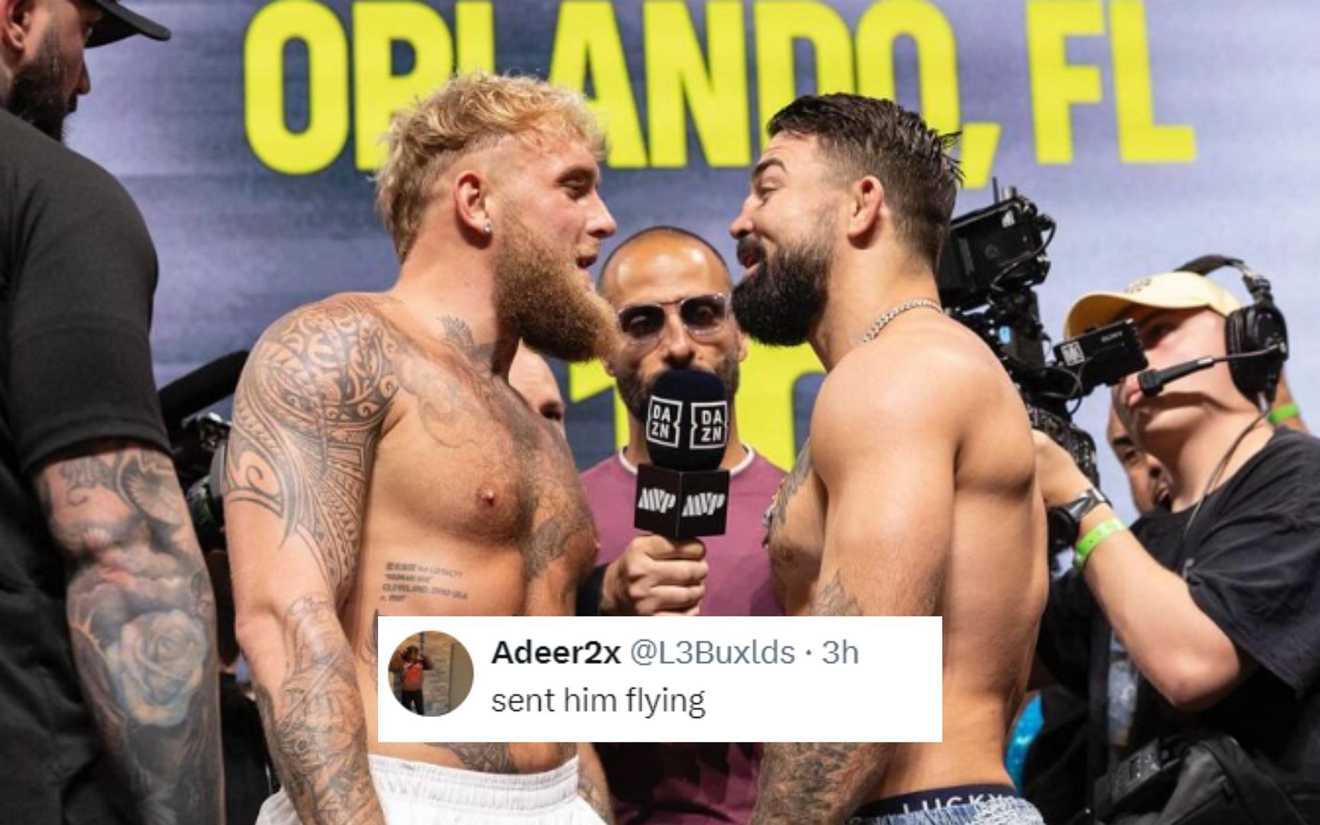 Jake Paul and Mike Perry faceoff [Images courtesy: @daznboxing on Instagram]