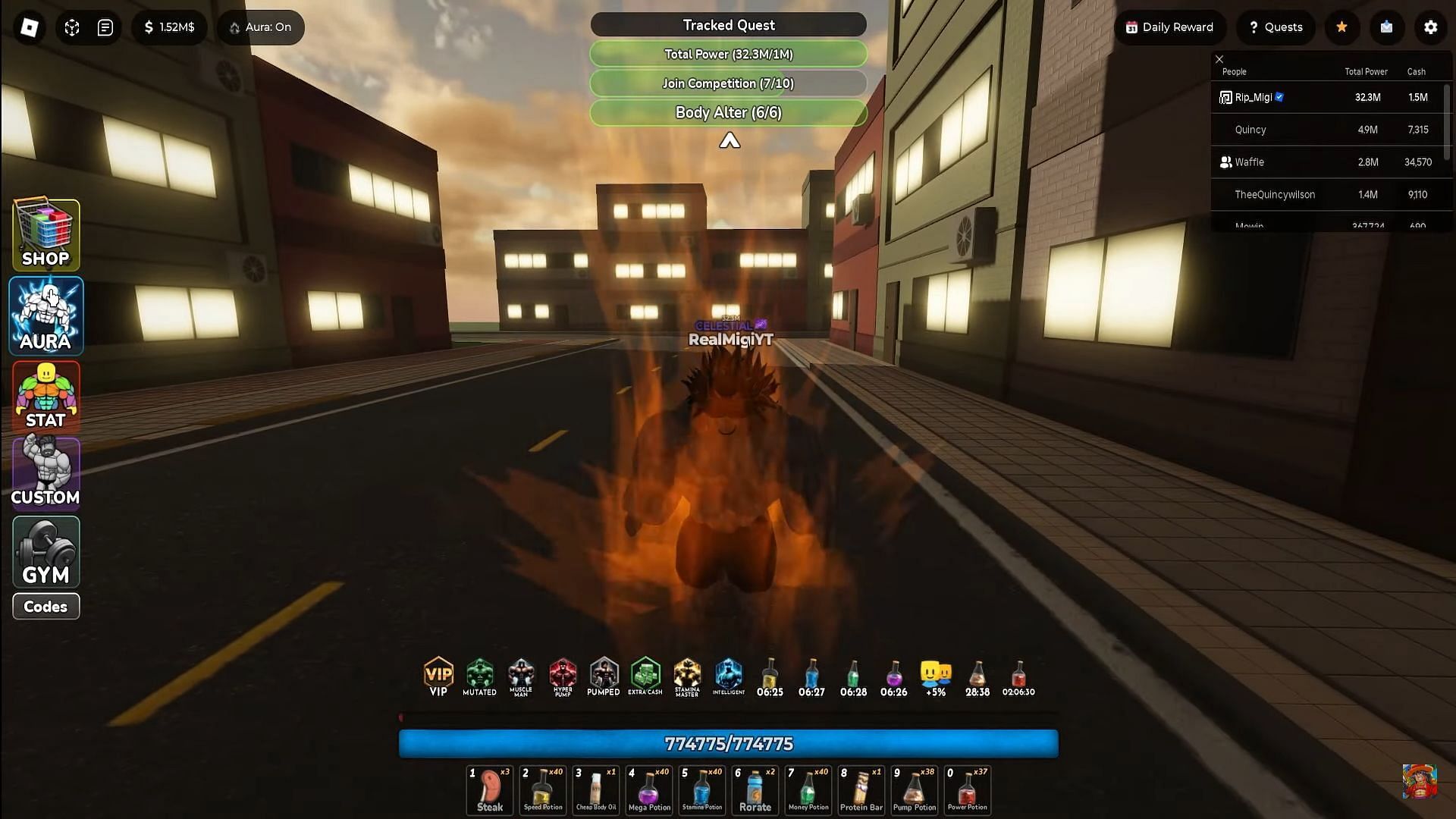 Showcasing the Orange aura (Image via Roblox || Captain Maui on YouTube)