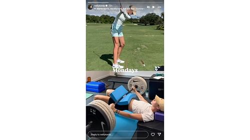 Nelly Korda's Instagram story showcased her epic workout (Instagram/Nelly Korda)