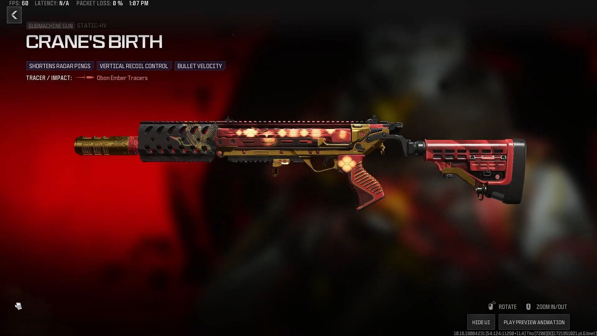 Crane&#039;s Birth Static- HV weapon blueprint (Image via YouTube/@CamoFlauge)