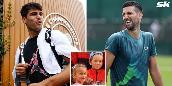 In Pictures: Novak Djokovic's daughter Tara and son Stefan bond with Carlos Alcaraz; Serb partakes in adorable practice session with pair at Wimbledon